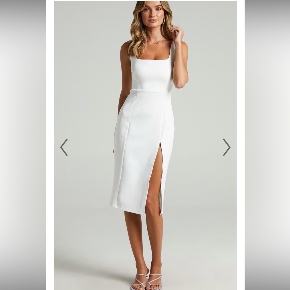 Showpo Mini Love Square Neck Split MIDI Dress